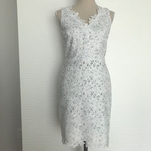 LOFT White Floral Lace Sheath Dress 0